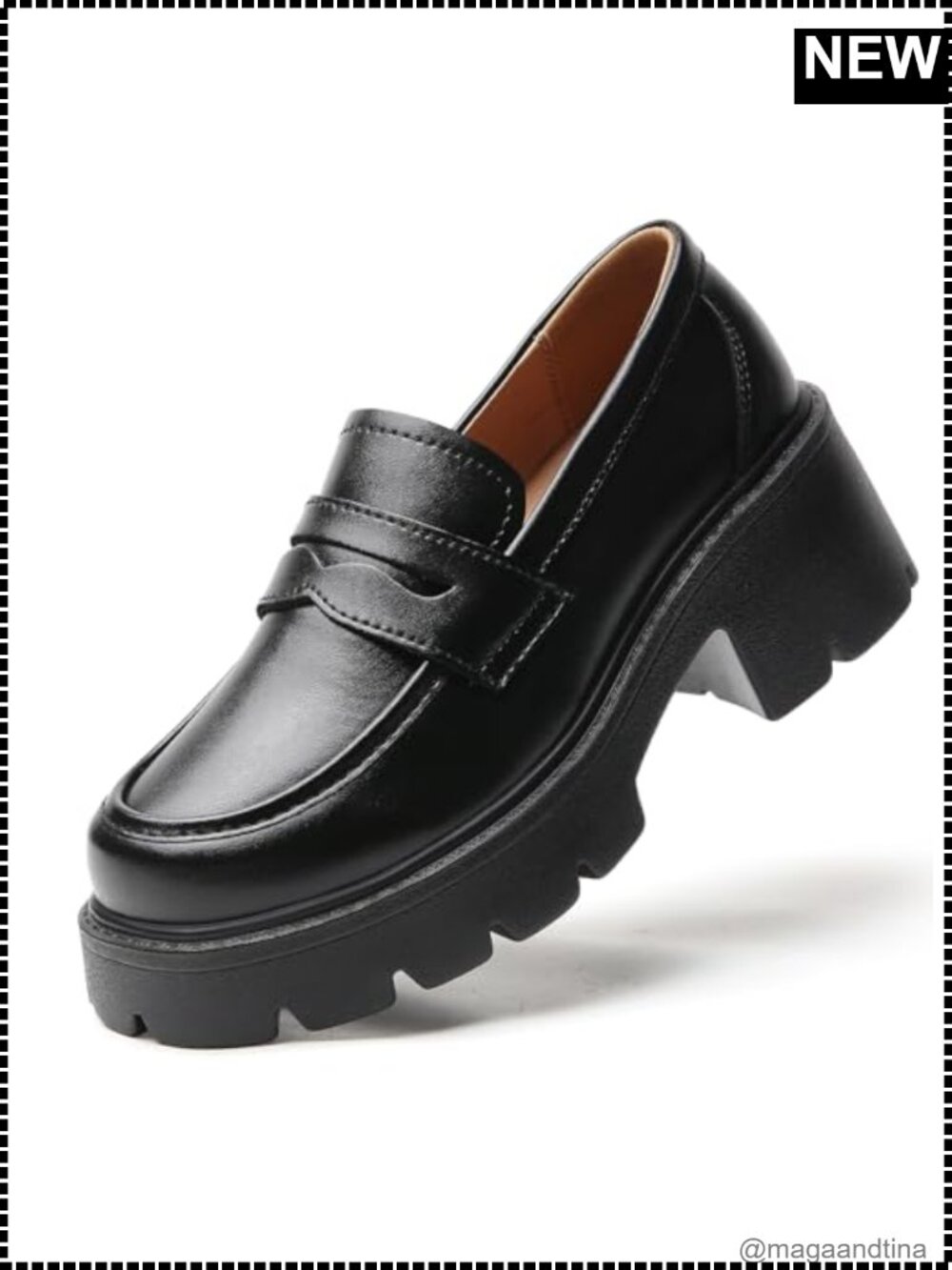 Women's Platform Loafers Chunky Heel Slip-On Round Toe Comfort Work Shoes